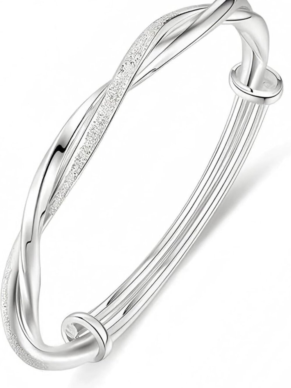 Adjustable S925 Sterling Silver Bangle Bracelet for Women, Elegant Small Size